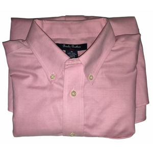 BROOKS BROTHERS MEN'S LONG SLEEVE "FLEECE" PINK SHIRT 100% SUPIMA COTTON SIZE 16